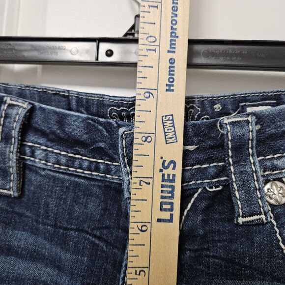 MISS ME Jeans Women's 29 (29x26.5) Signature Boot Low-Rise Embellished Raw Hem - Picture 7 of 10